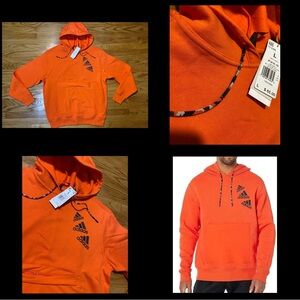 Adidas Essentials Brandlove Hoodie Sweatshirt Orange Men’s Sz Large New!
